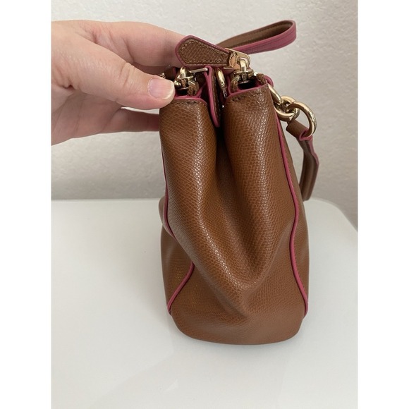 Coach Mini Christie Brown Pebble Leather Pink Trim Pink Lining Zip F37762 - Picture 5 of 16